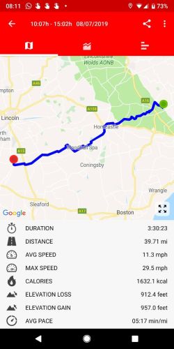 A route to Navenby from Rigsby