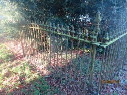104. (in metal fenced enclosure) REBECCA BRACKENBURY late of Spilsby died september 1855 aged 65 ? Relict of langley Brackenbury