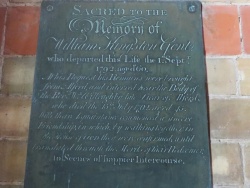 3. Sacred to the memory of WILLIAM KINGSTON Gentleman who departed this life the Ist September 1792 aged 60. At his request his remains were brought from Alford and interred near the body of the Revd. WILLIAM WILLOUGHBY late Vicar of Alford who died the 15th July 1792 aged 45. With their acquaintance commenced a sincere friendship in which by walking together in the House of God they were confirmed; until translated through the merits of their Redeemer to scenes of happier intercourse.