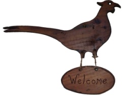 Pheasant on cottage door